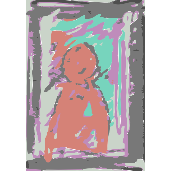 Red figure with multi color crayons